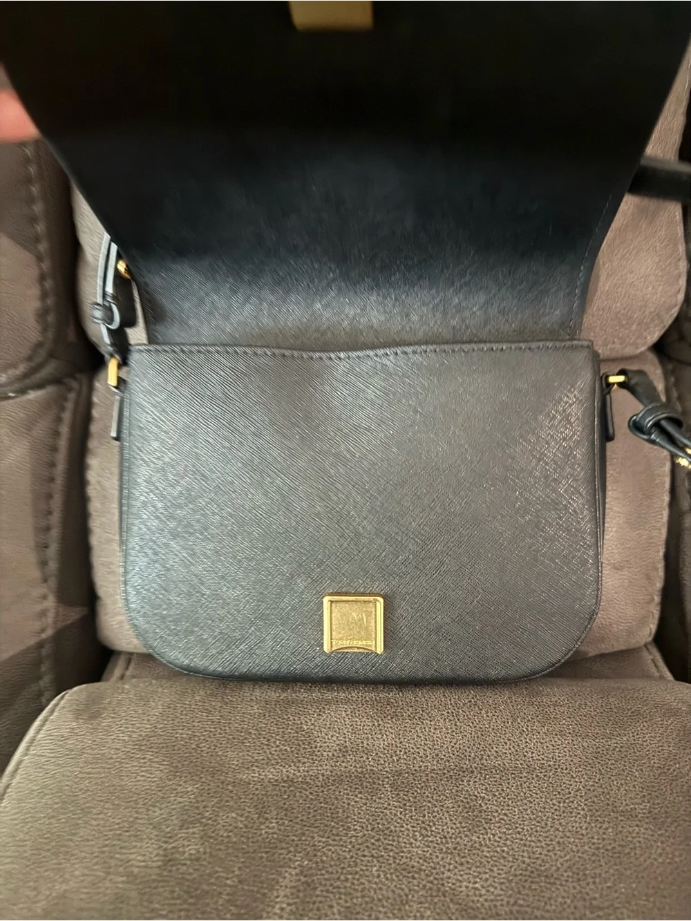 Tory Burch Black Leather Crossbody with Gold Logo